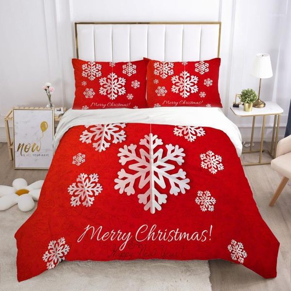

3d red bedding sets xmas duvet cover set quilt covers and pillow shams comforther case snowflake christmas design bedclothes1