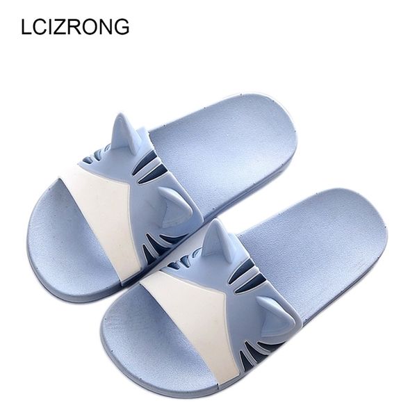 

lcizrong 3d cartoon cat women slippers house summer bathroom slippers beach bedroom loves slipper male couple cute home shoes y200106, Black