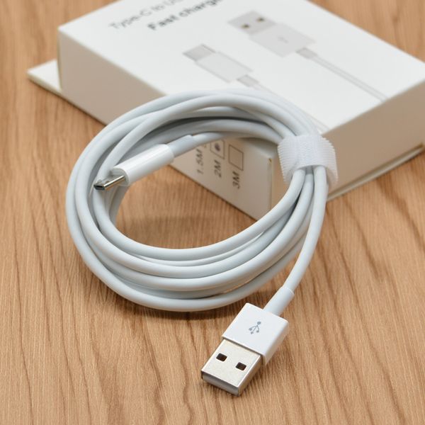 White Power Line 2A Micro USB Type-C Cavi telefonici a ricarica rapida dati PER Huawei iPhone Cavo Android 3 piedi / 6 piedi / 10 piedi con scatola al dettaglio