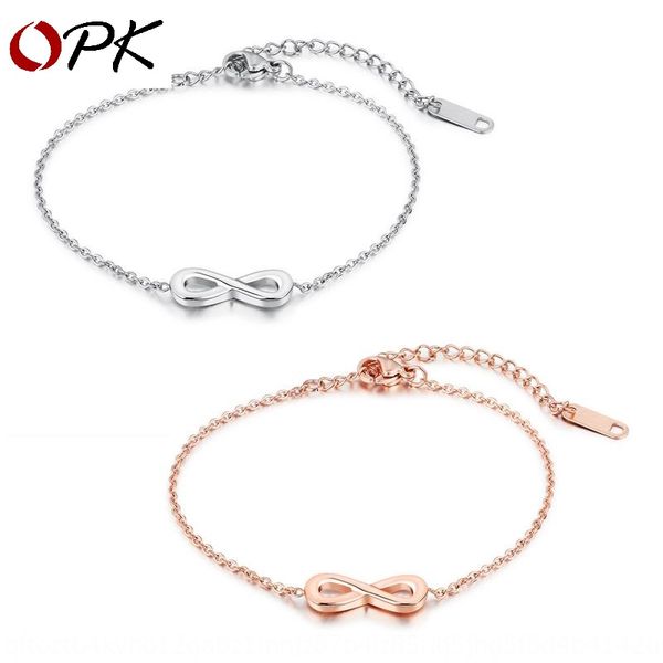

fashion infinite 8-word simple gold bracelet titanium steel plated rose gold bracelet hruvw, Golden;silver