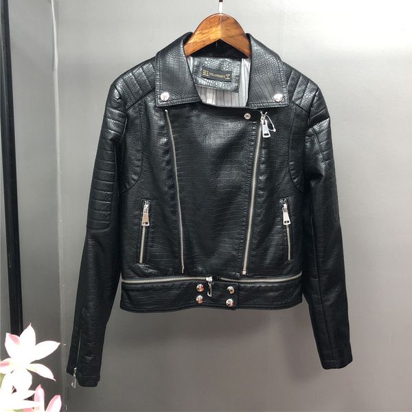 

2021 new women fall off from leather jackets lady fine fitting short biker streetwear plutonium zippers outerwear women's apsg, Black