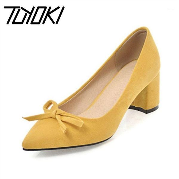 

tuyoki women pumps flock spring pointed toe bow-knot office ladies pumps dancing party wedding footwear size 34-431, Black