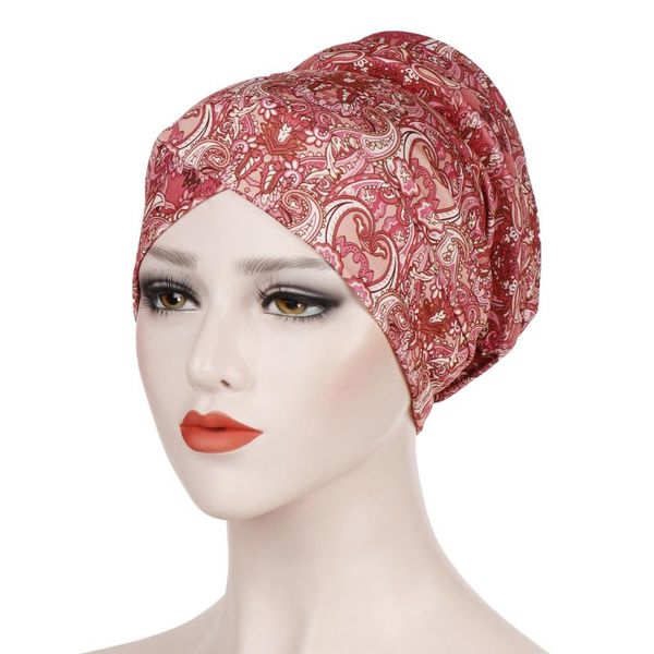 

women muslim scarf hat broken flowers women hijabs turban hat cotton cover inner hijab cap islamic head wear under scarf, Red