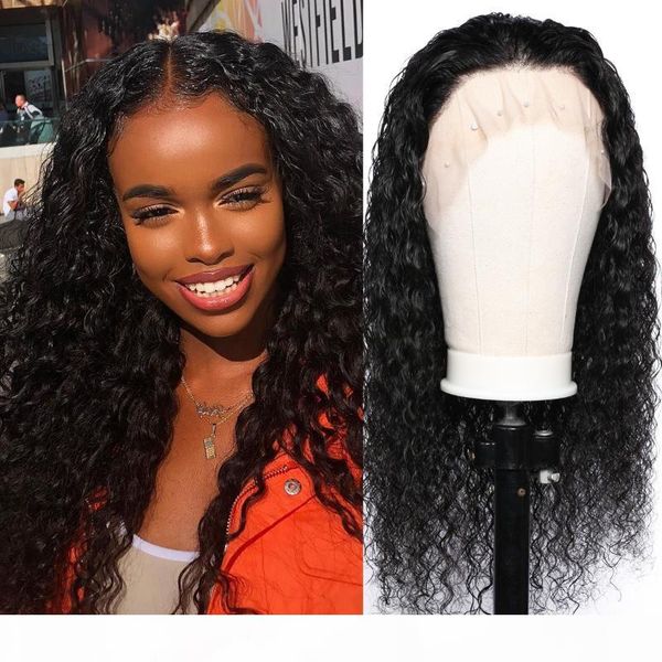 

curly lace front human hair wigs pre plucked remy hair with baby, Black;brown
