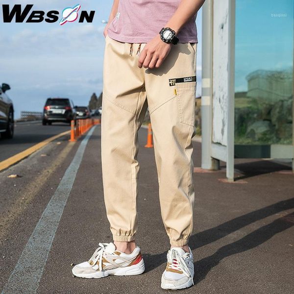 

wbson men's casual spring side pockets joggers pants korean multi pockets cargo pants men streetpants hip hop male lwks9871, Black