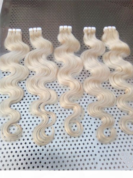 

100g 16" 18" 20" 22" 24" #60 #613 body wavy indian remy pu tape skin weft tape in hair extensions fast shipping, Black
