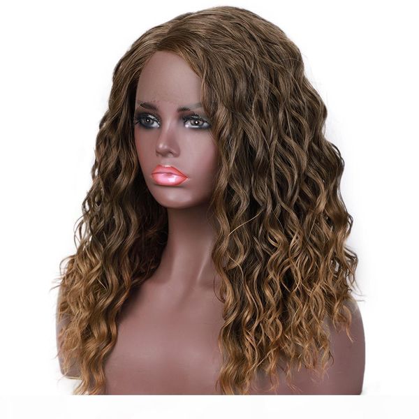 

quality wig womens wig front lace woven partial long big wave fashion wig amazon synthetic wigs with neat bangs, Black