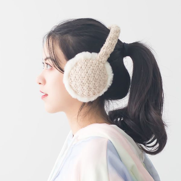

soft warm plush windproof lovely cover knitted earmuff female winter ear bag korean version