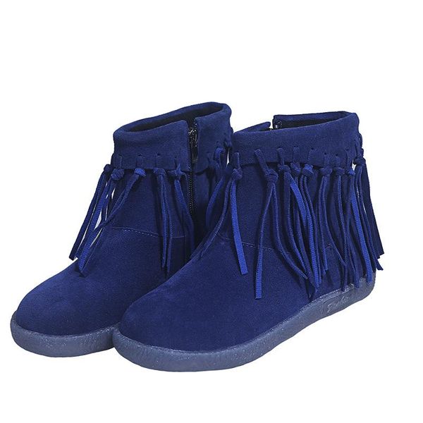 

2020 autumn and winter boots women's casual comfortable flat bottom new women's tassel low-cut short boots plus size, Black