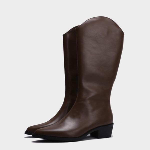 

patent leather women motorcycle boots comfortable thick heeled autumn winter female knee high boots fashion shoes, Black