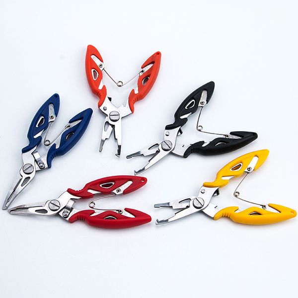 

wholesale stainless steel pliers scissors outdoor fisherman line cutter remove hook fishing tackle tool gadget 4 color dhd2632