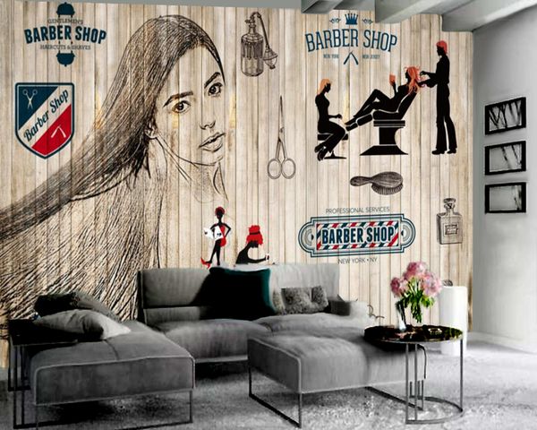 

beautiful haircut retro minimalist wallpaper barber shop background wall decoration hd 3d mural wallpaper