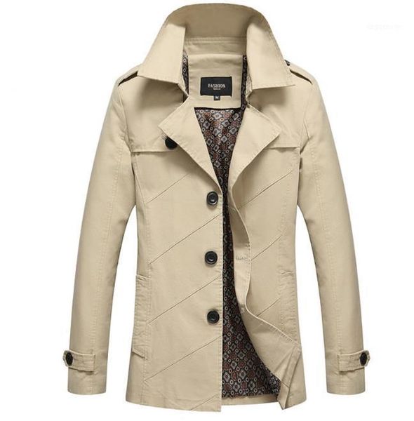 

men's trench coats men coat autumn winter cotton long sleeve slim fit male black blue red plus size 4xl warm j923061, Tan;black