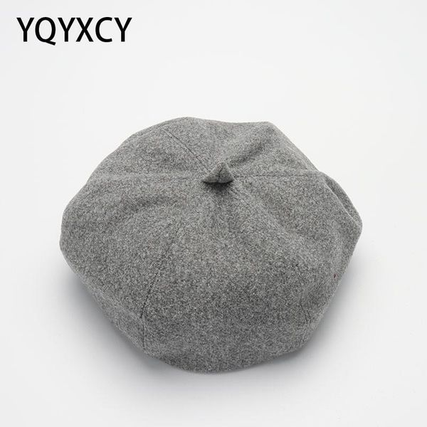 

yqyxcy зимние шапки для женщин сплошной plain восьмиугольная восьмиклинка мужчины дамы повседневная wool hat зимний беретов женщин painter c, Blue;gray