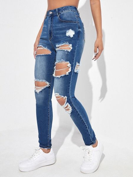 

ripped skinny jeans 79j1#, Blue