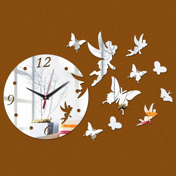 

2020 new 3d diy wall clock acrylic mirror clocks reloj de pared horloge vintage quartz living room modern watch