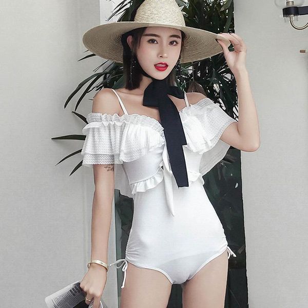 

biquini infantil bikini swimsuit female 2019 women's swimsuits woman one piece women hide white ruffled korean word1, White;black