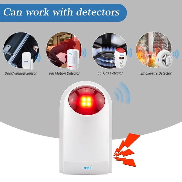 Sistema de Segurança FreeShipping 110dB Indoor Outdoor Wireless Flashing Siren Strobe Light Siren Para KERUI alarme Home