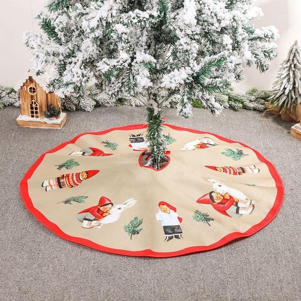 

hiigh-quality christmas tree skirts xmas short velvet cute boy and girl printing christmas tree foot skirt decor1
