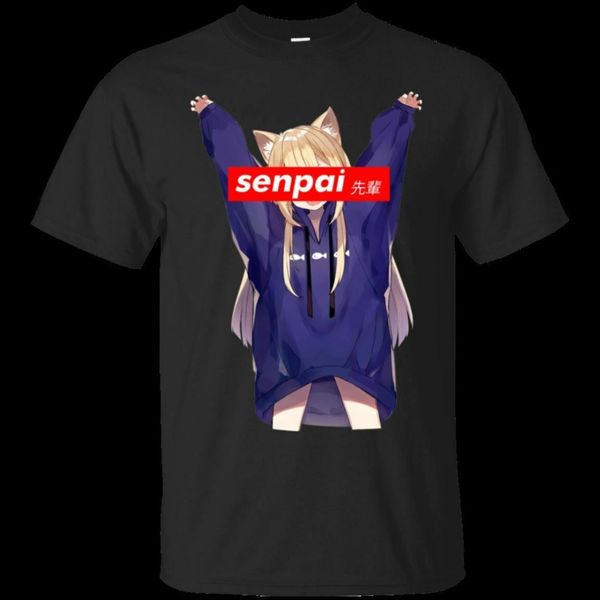 

японский anime girl shirt уведомление me сенпай летняя мода streetwear топы стиль короткие slevee o шеи прохладный tops спорта с капюшоном h