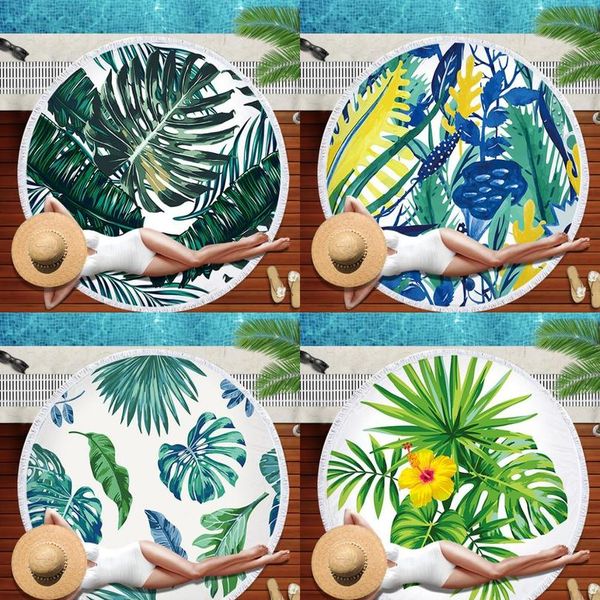 

распечатать зеленое растение пляжное полотенце абсорбирующая пикник serviette de plage sport yoga одеяло для ванной комнаты портативный пляж