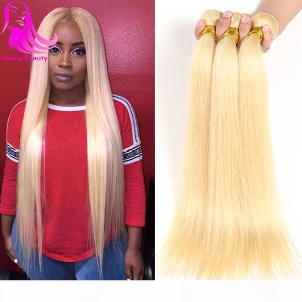 

#613 blonde straight malaysian 613 blonde hair extension 3 bundles 10-30inch honey platinum bulk, Black