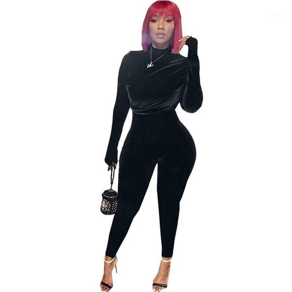 

red velvet jumpsuit for women 2020 long sleeve o neck blue jumpsuit black bodysuit rompers plus size club wear jumpsuits pants1, Black;white