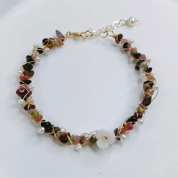 

мать braceletshell цветок малинового кристалл цвета кристалл браслет для женского 14k позолоченных стороны обмотке простого темперамент брас, Golden;silver