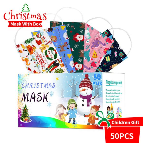 

zchristmas 50pcs funny children's party face disposable mask 3ply ear loop for kids 5 pattern cosplay desechable mascarillas