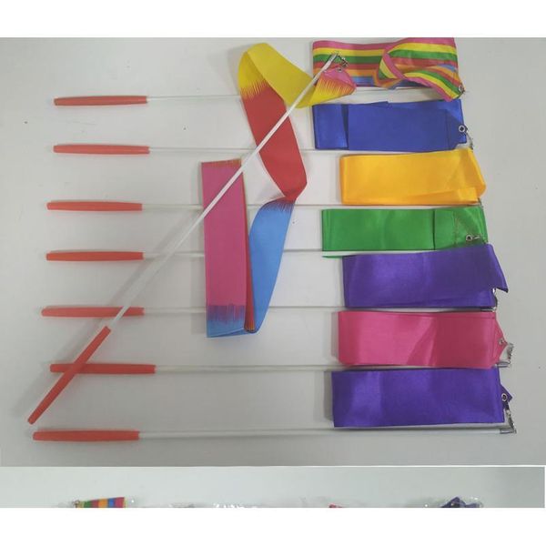 

10 pcs/lot) 2m/4m gym gymnastics dance ribbon twirling rod stick ballet skating gymnastics toy nylon training dance r bbyecu