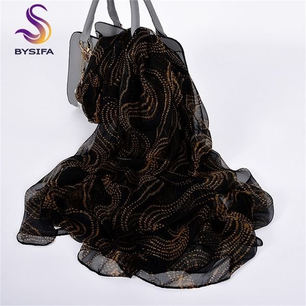 

bysifa] black gold silk scarf echarpe summer women beach shawl cover-up bufand fall winter striped long scarves wraps y201007, Blue;gray
