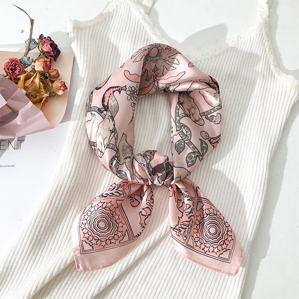 

fashion print square silk scarf women small neck scarfs office lady hair band hand scarf kerchief female bandana shawl bbyhzl bdehome, Blue;gray