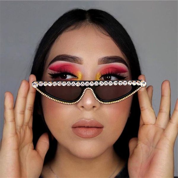 

cat eye sunglasses for women 2020 luxury diamond sun glasses men small glasses ladies vintage rhinestone sunglasses retro female, White;black