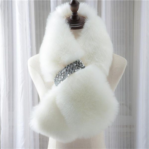 

scarves [sumeike] winter warm scarf faux fur collar women solid color/fashion style/about95*15cm/7 colors, Blue;gray