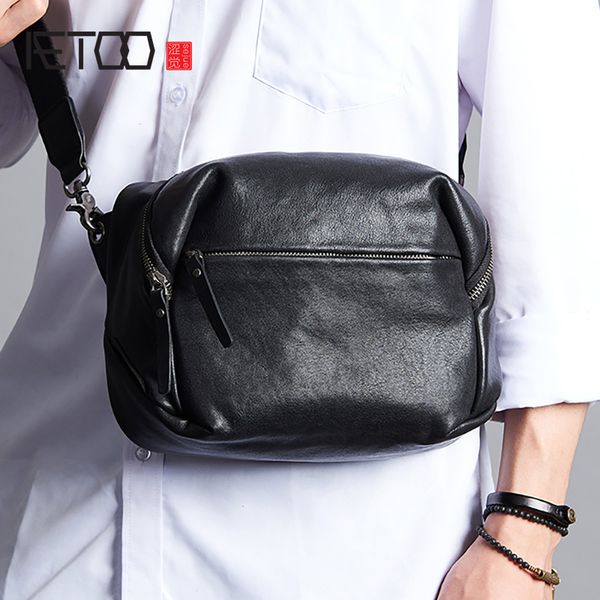

hbp aetoo leather multi-functional shoulder bag, soft leather handbag, head leather men's slant bag, personality trend men's bag