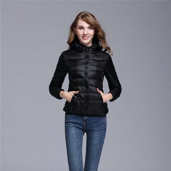 

2021 new 7xl 8xl women's ultra light down jacket women hooded winter windproof feather warm coat portable rvud, Black