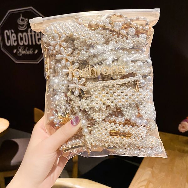 

южная корея ins жемчужной шпильки со словом клипом девушки на затылке