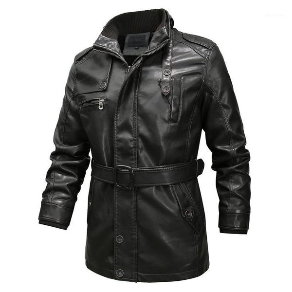 

2019 new men's leather jackets winter brand men washed thick pu leather jacket male locomotive faux jacket coat1, Black