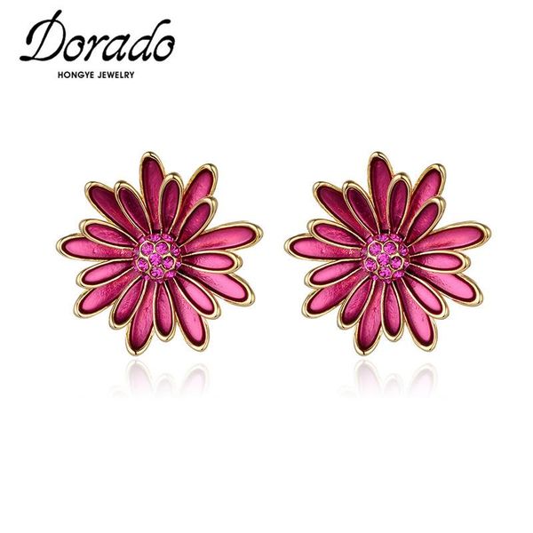 

stud dorado korean 3 colors green red gray flower earrings for women girl zircon party brincos jewelry mujer bijoux femme 2021, Golden;silver