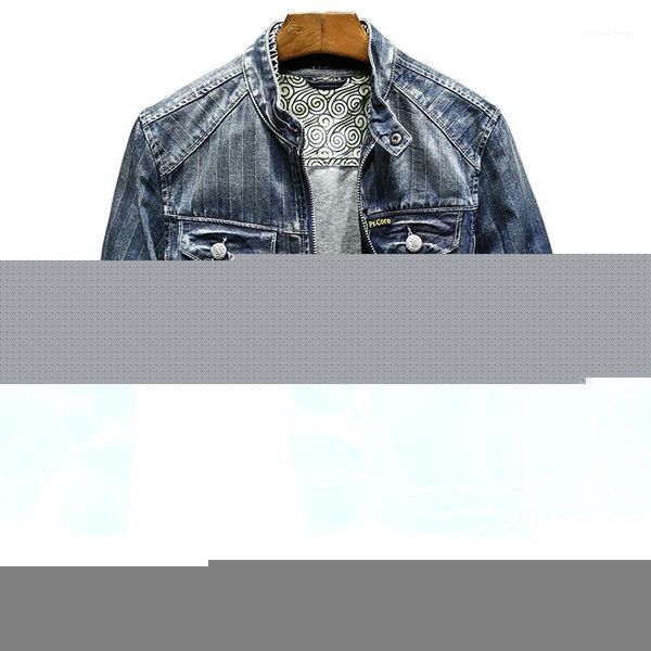 

bonjean vintage biker motorcycle denim jacket for men brand casual spring autumn coat stand collar slim fit1, Black;brown
