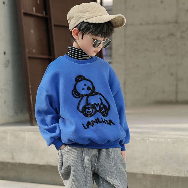 

autumn boys' high collar, plush thickened sweater, and middle school wear, 2020 new children's winter, Black