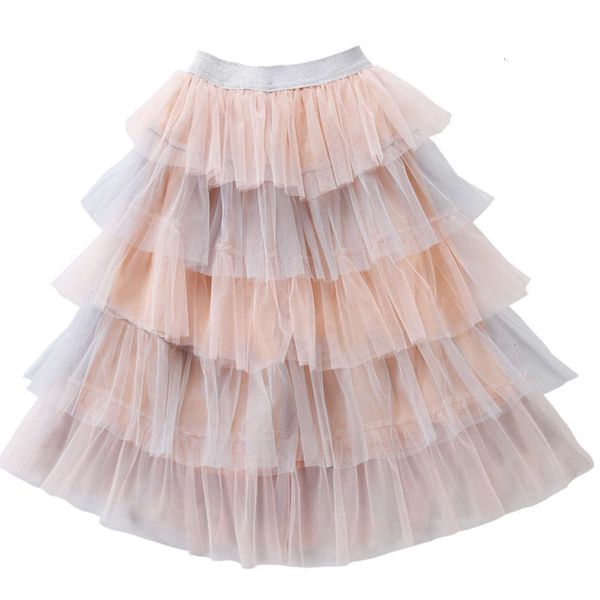 

and girls' spring autumn 2021 korean new color changing mh cake women's medium length children's skirt, Blue