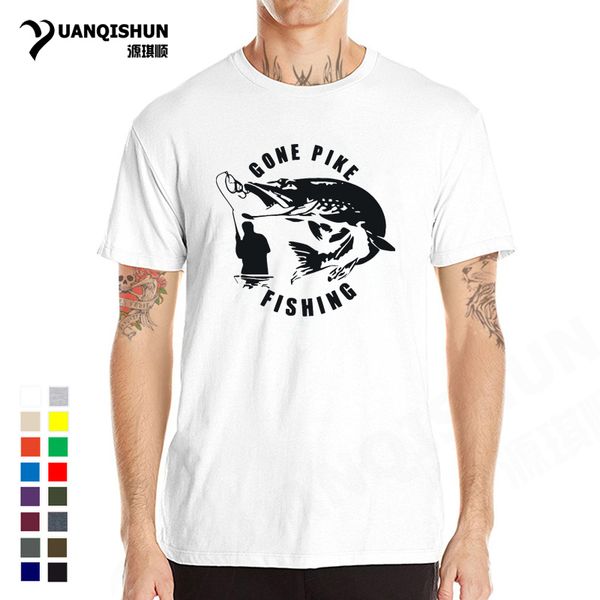

sport gone pike fishings print t-shirt 2018 summer new men fish tshirts cotton brand men's t shirt novelty fitness tees