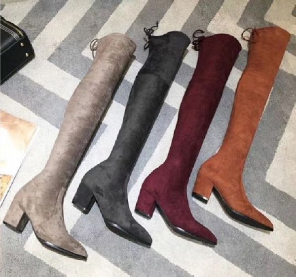 

женская мода zip border колено высокие сапоги случайные диких нескользящей кожаные женские сапоги ковбойские сапоги come with box размер от, Black