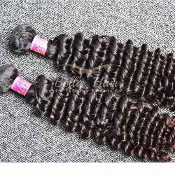 

8a 10"-28" 100% brazilian virgin human hair weaves 2pcs lot deep wave hair extensions double weft dhl bellahair, Black