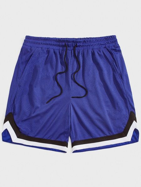 

men contrast tape mesh shorts p8t2#, Black