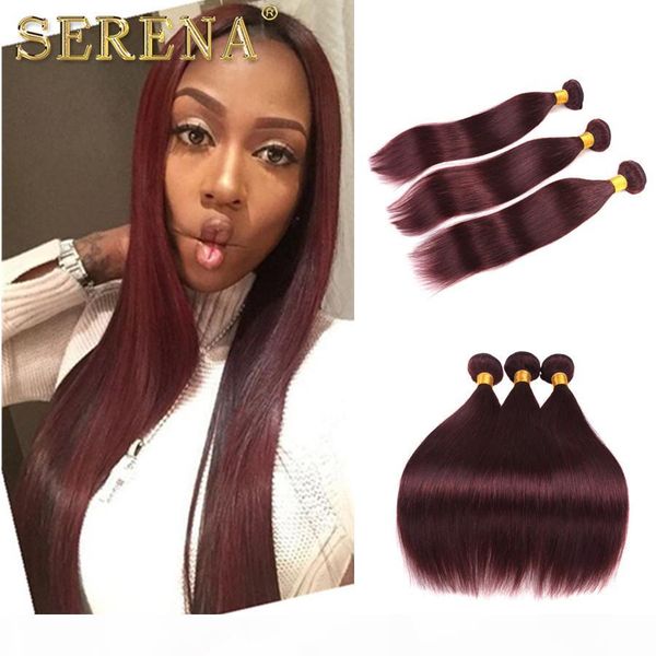 

virgin ombre hair colorful tone color 99j straight human hair weaves brazilian peruvuan malaysian indian virgin human hair 3 bundles lot, Black