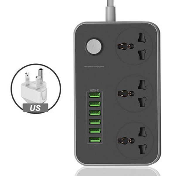 

iso universal power strip socket portable strip plug adapter 6 usb port us/uk/eu multifunctional smart home electronics vtky2053