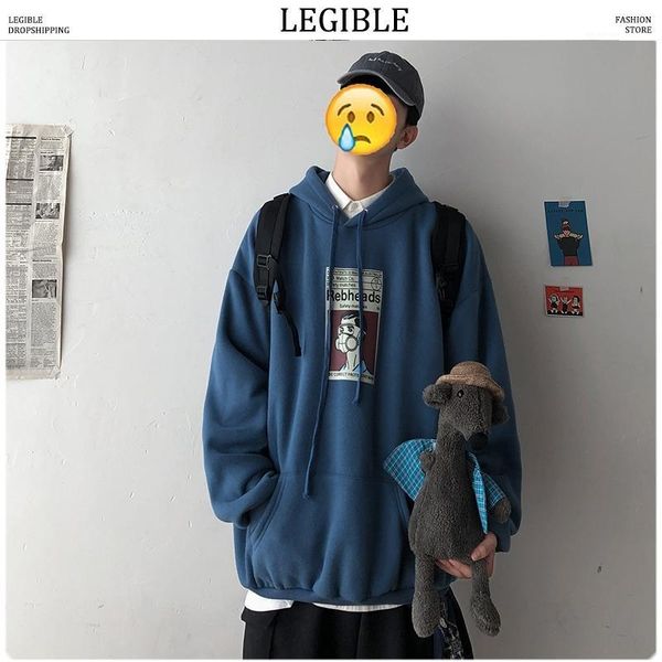 

men's hoodies & sweatshirts legible men 2021 fashion hip hop print hooded sweatshitrts autumn hoodie male harajuku thicken pullover clo, Black
