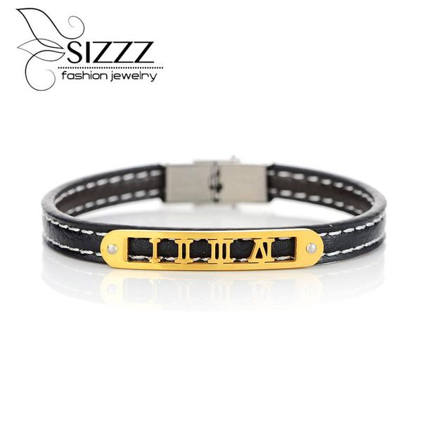 

2019 22.5cm длинные бутик из натуральной кожи браслет мода из нержавеющей стали древний браслет моды браслеты для мужчин wmtumy otsweet, Golden;silver